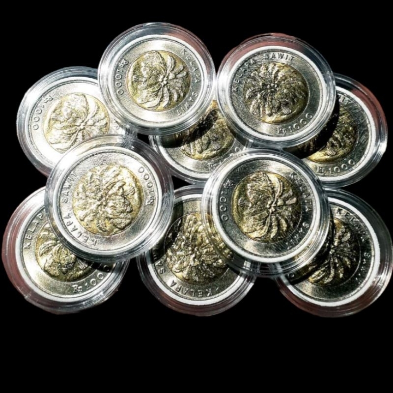 Koin 1000 Kelapa Sawit Tahun 1993-2000 Plus Kapsul Khusus /Koin Sawit Bimetal Kinclong