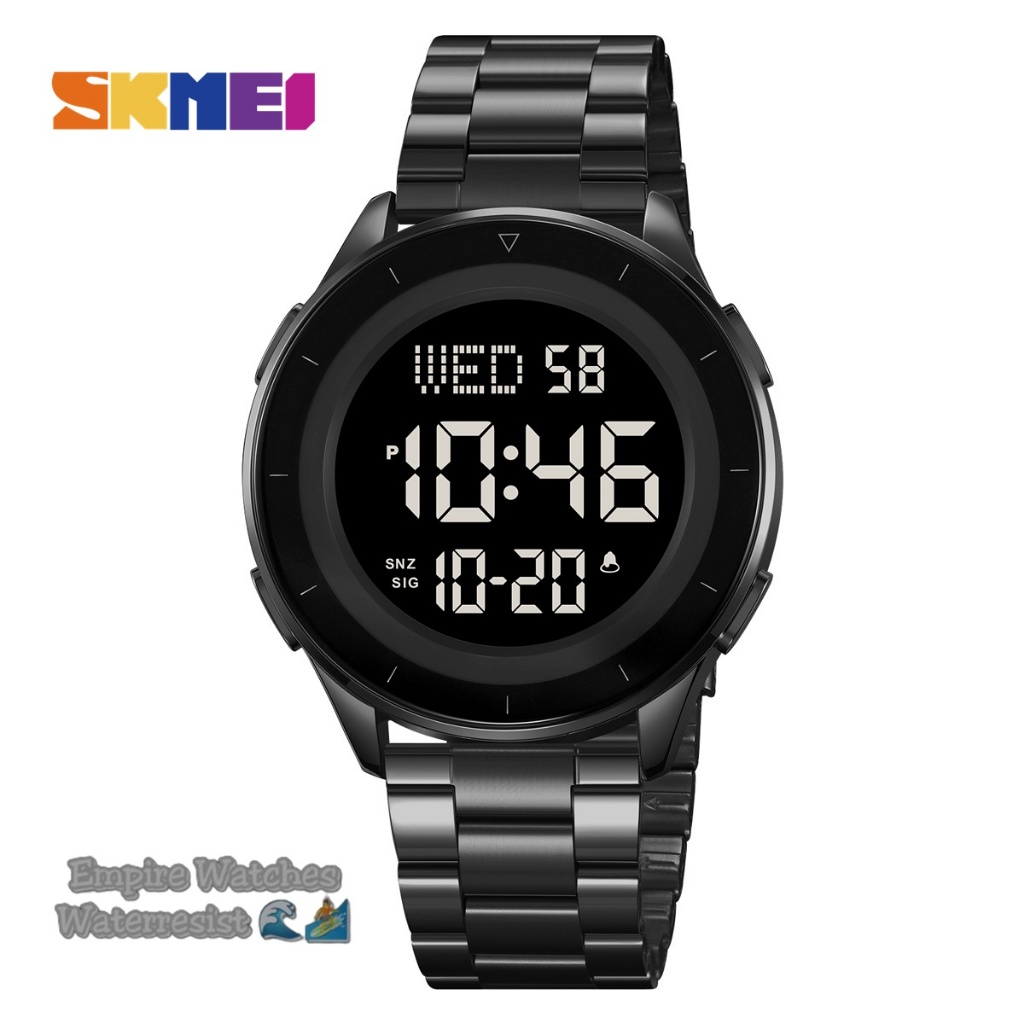 Jam Tangan Skmei 2167 Pria Cowok Digital Rantai Stainless Original Waterproof