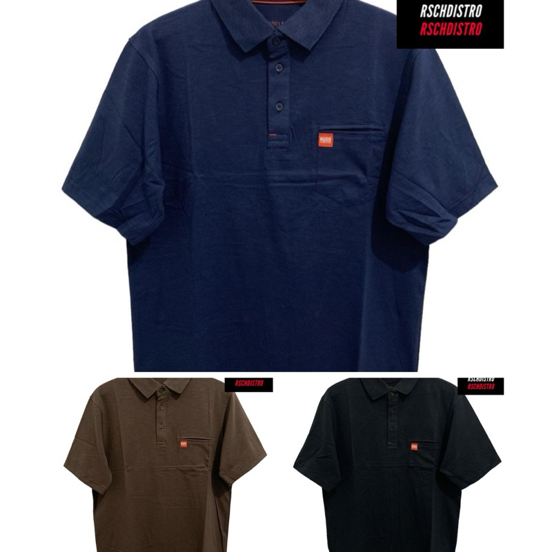 Kaos Kerah Fashion Pria HUGO CLASS/CRS 91 Original Combet SLUB PST NK Kombinasi Kantong SLUB NK PST 