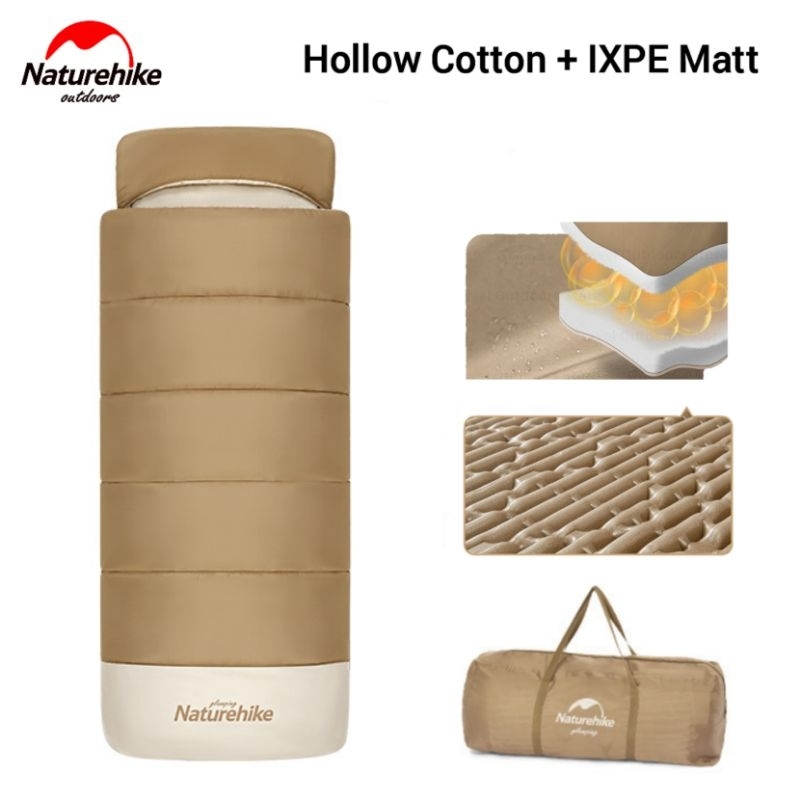 SLEEPING BAG + MATRAS IXPE NATUREHIKE CNH22SD006 SB SINGLE MODEL TIKAR BAHAN HOLLOW COTTON SLEEPING 
