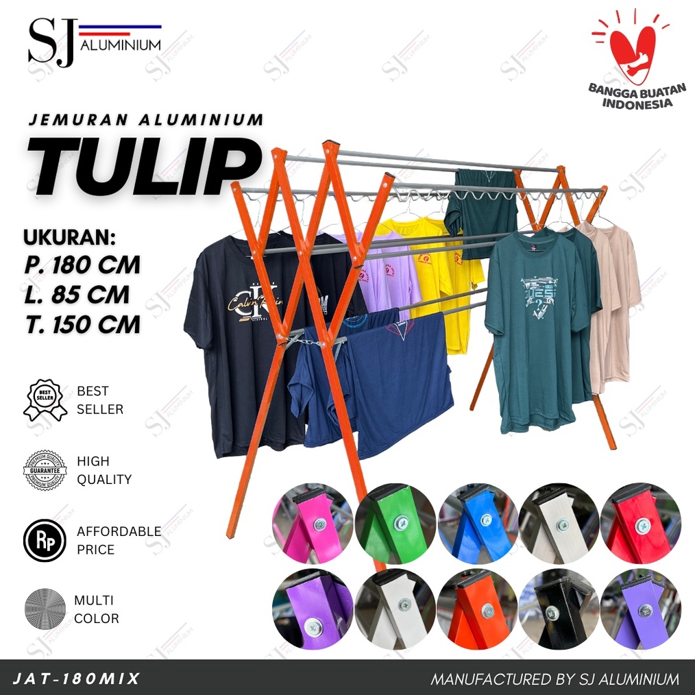 COD Jemuran Aluminium  Jemuran Baju  Rak Handuk  Jemuran Pakaian Hanger Gantungan Baju Lipat Tulip W