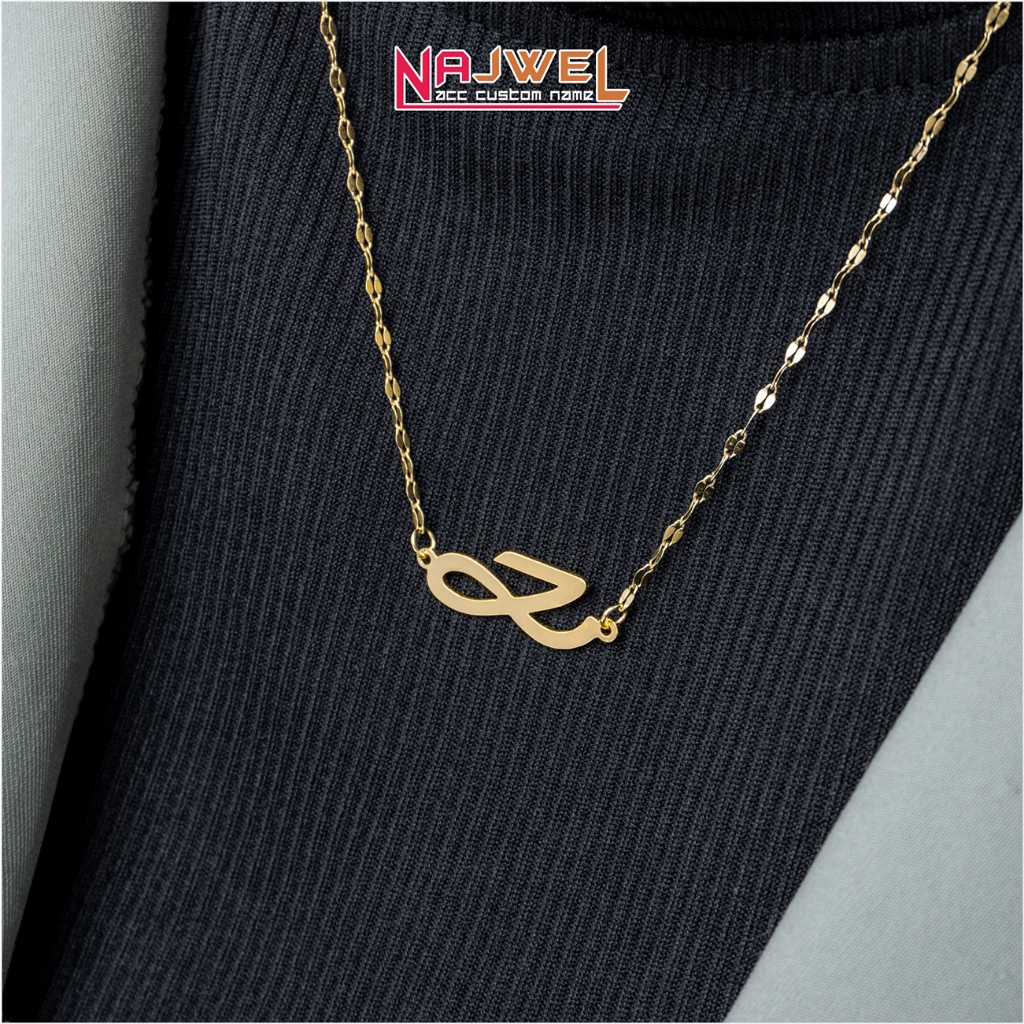 Kalung Jungkok BTS Golden Logo Titanium Anti Karat Cewek Korea Steinlees steel
