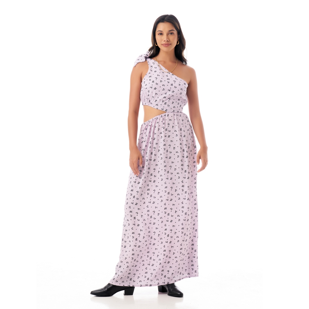 PAULINA KATARINA | VESSA DRESS IN FLORAL LILAC BLACK