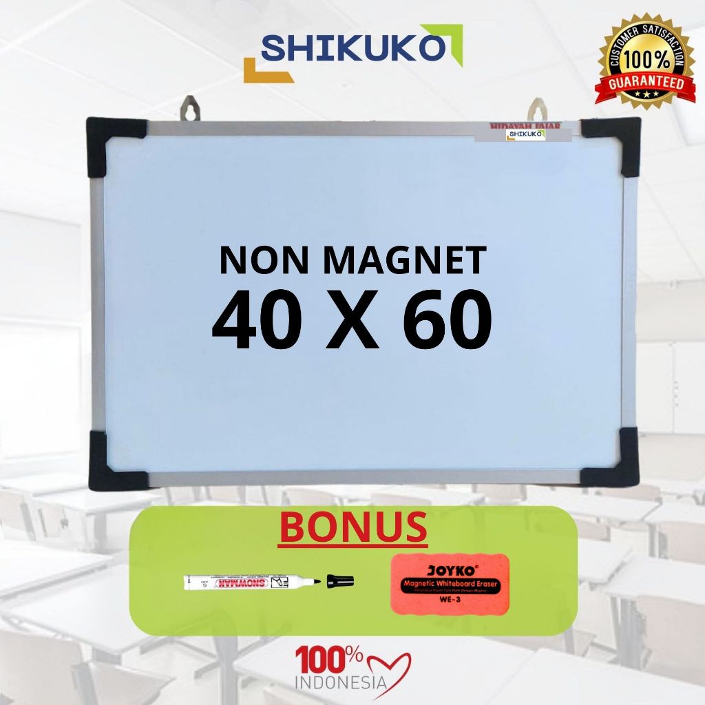 

Papan Tulis Whiteboard Uk 40 x 60cm Non Magnet + Papan Tulis SHIKUKO