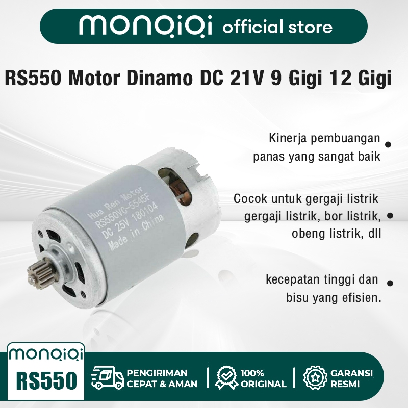 Monqiqi - RS550 Motor Dinamo DC 21V 9 Gigi 12 Gigi Motor RS-550