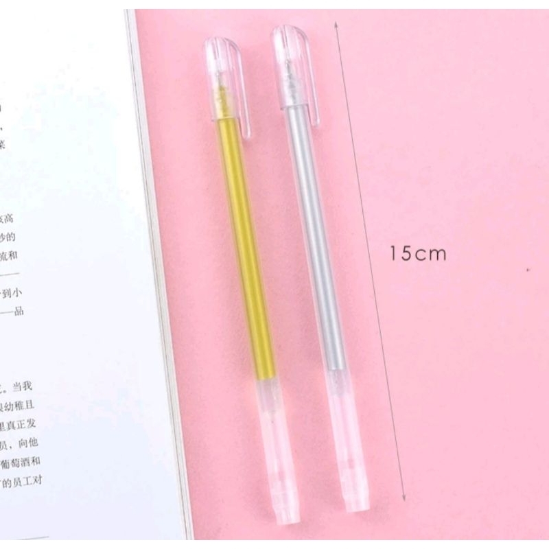 

Pena Glitter Metalik 0.9mm Pulpen Warna Warni Gold Colour Gel Pen Tinta Metallic