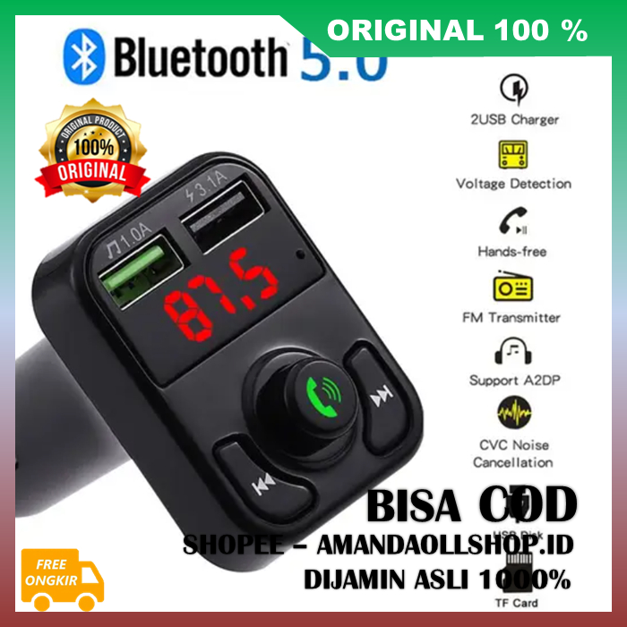 FM Transmitter USB Car Charger Transmitter FM Bluetooth Handsfree Mobil dengan Charger Dual Port USB