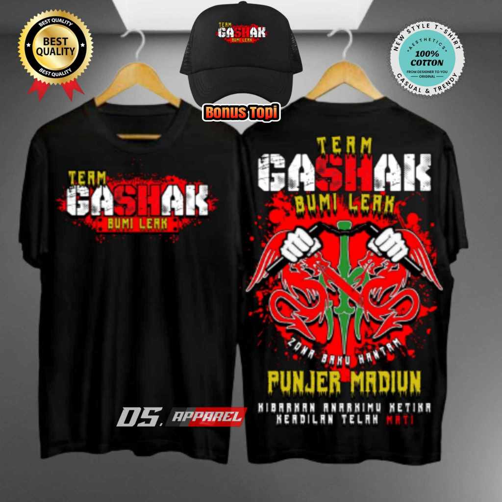 KAOS TEAM GASHAK BUMI LEAK PUNJER MADIUN BAHAN KATUN (READY UKURAN SIZE S-XXL)