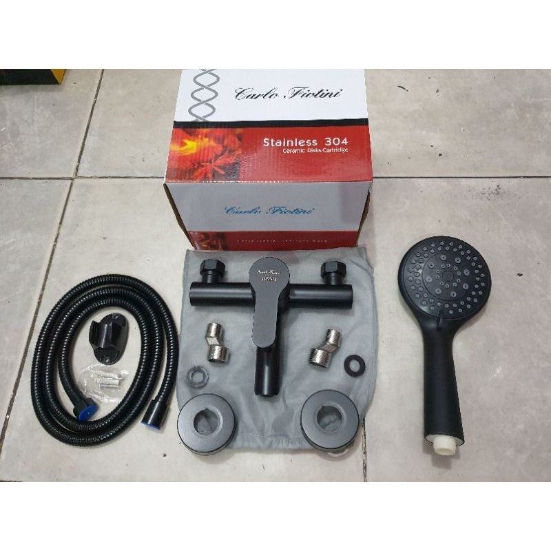 kran bathub hitam / black stainless sus304 carlo fiotini + shower