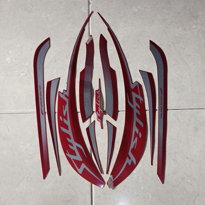 striping stiker les body Honda Scoopy stylish 2019 merah doff bahan original