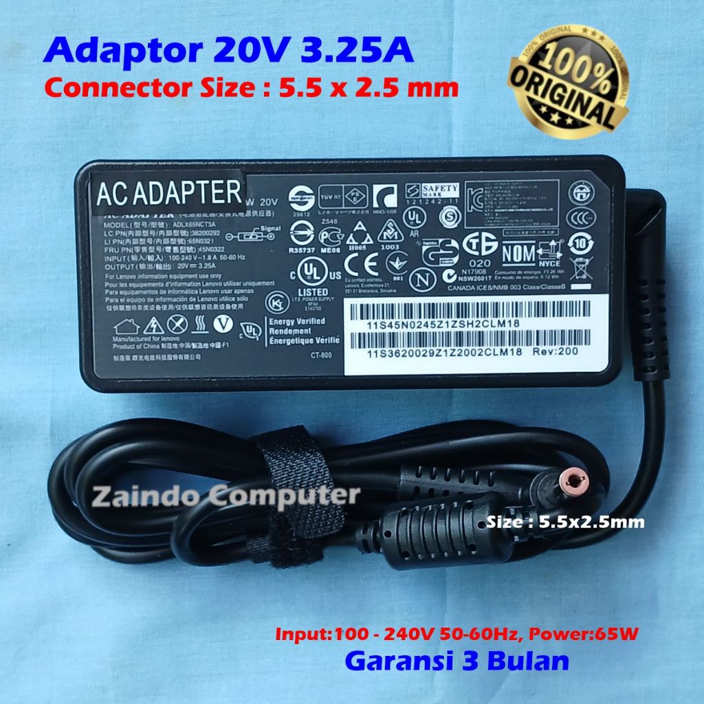 ADAPTOR LENOVOO B460 B470 B570 B570E G470 G570 G575 G480 G770 V570 Z400 Z500 P500 U300 U300E U300S U