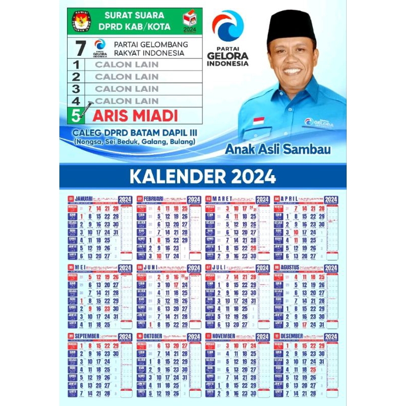 Kalender Dinding 500pcs tanpa mata itik