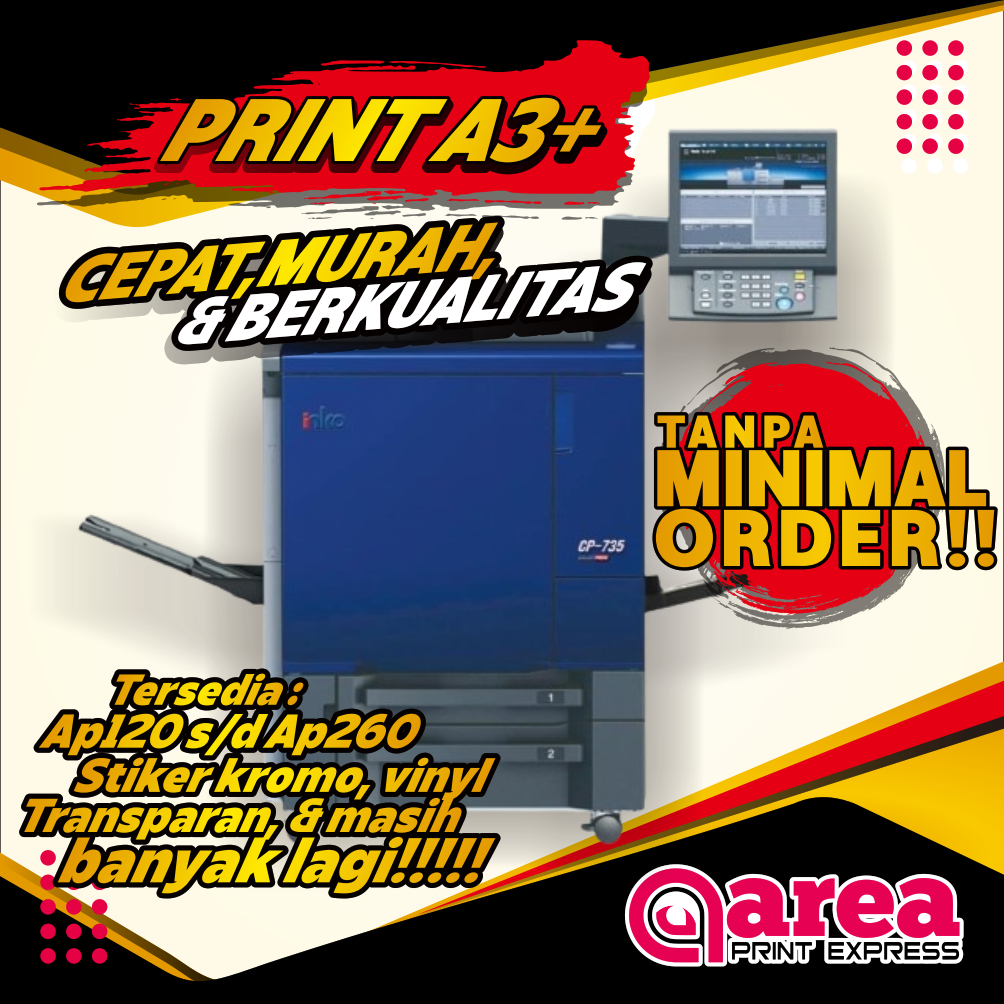 

Print Poster A3+ / BROSUR /BOOKLET/STIKER LABEL/KERTAS ART PAPER / FILE DESAIN SIAP PRINT [ tanpa minimal order ]