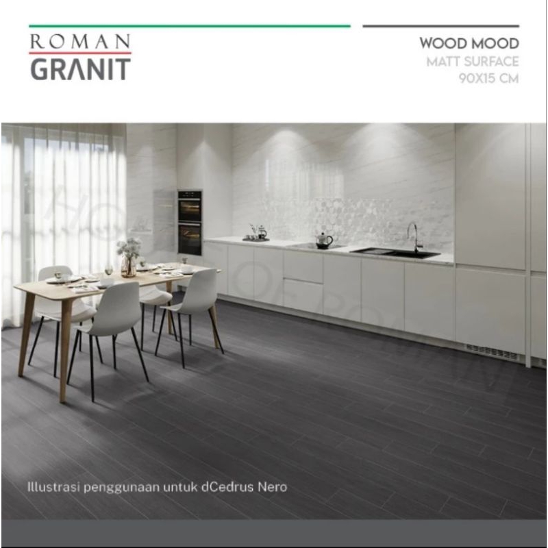 Roman Granit GT912242R dCedrus Nero 90x15 / granit lantai kayu / granit kayu / granit hitam / lantai