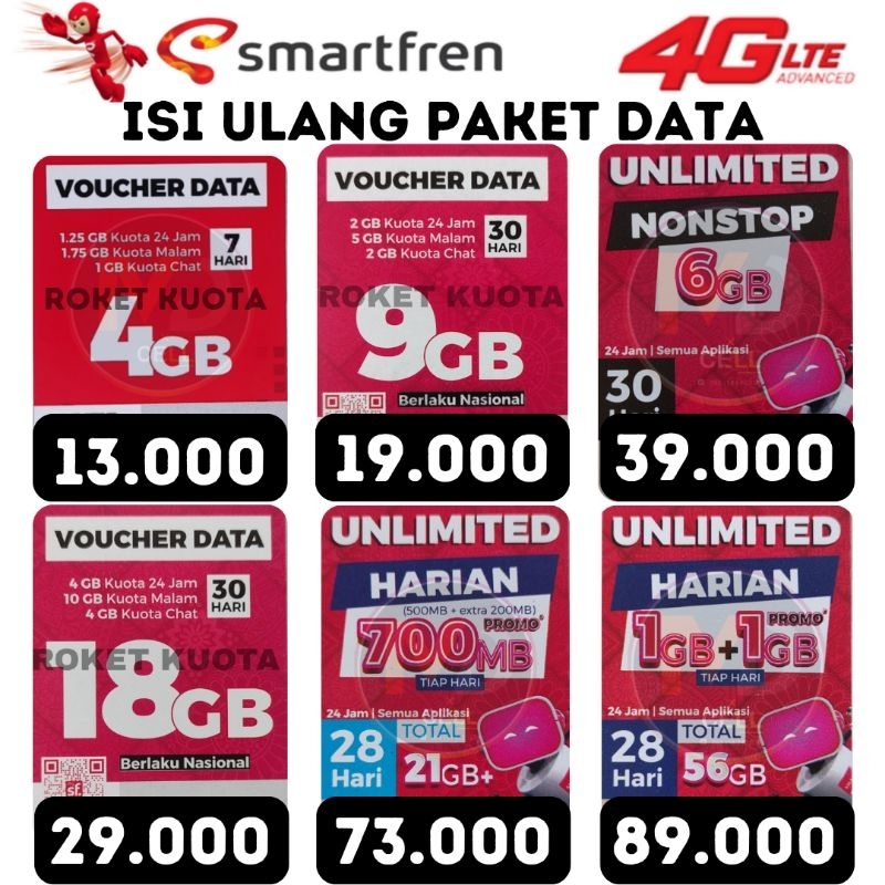 Kuota Smartfren nonstop kuota smartfren unlimited vocer 4GB 6GB nonstop 100GB 12GB nonstop