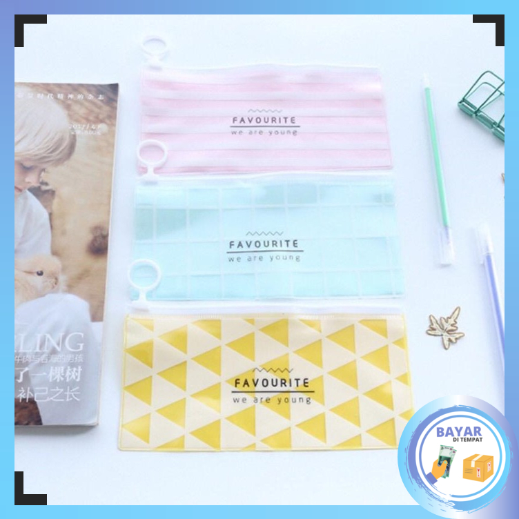 Tempat Pensil Transparan / Zipper Pencil Pouch Case / Tempat Pensil Zipper