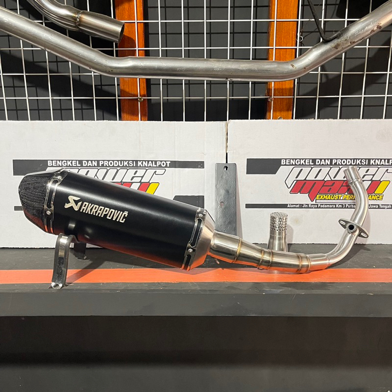 Knalpot AKRAPOVIC Vespa Matic Hitam Coating Full System PNP