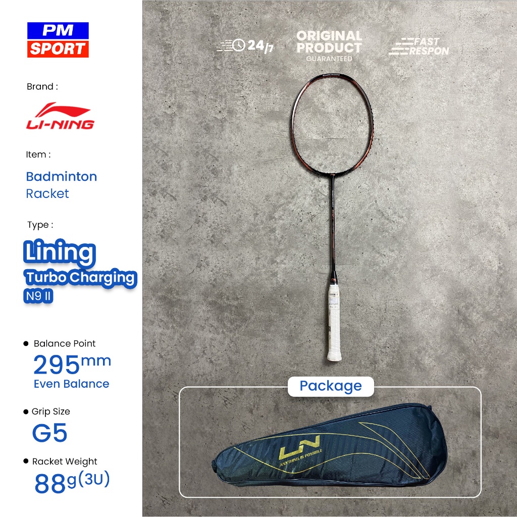 RAKET BADMINTON / BULUTANGKIS LINING TURBO CHARGING N9 II