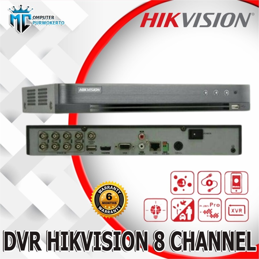 DVR CCTV 8CHANNEL 5MP 7208HQHI-K1/E HIKVISION ACUSENSE SUPPORT