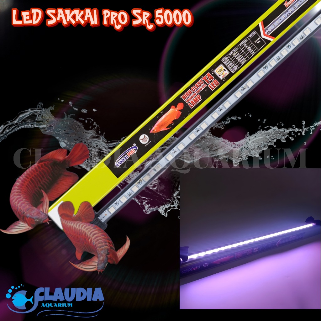 Lampu LED SAKKAI PRO T4 SR 5000 50 CM 7 Watt Lampu Soft Tanning Arwana Lampu Celup Aquarium Aquascap