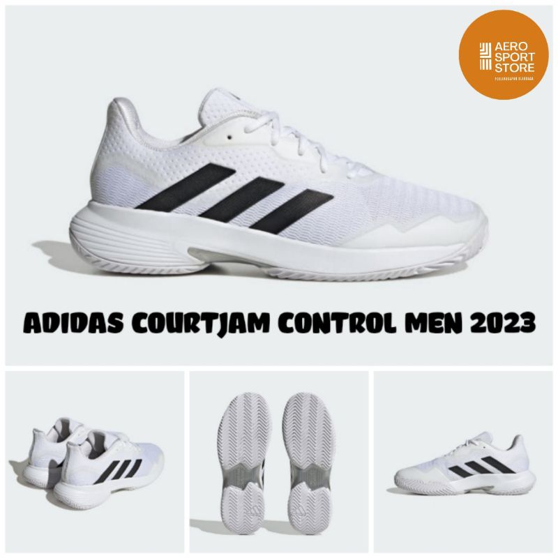 [ SEPATU TENIS ADIDAS COURTJAM CONTROL MEN 2023 / White - Black ]