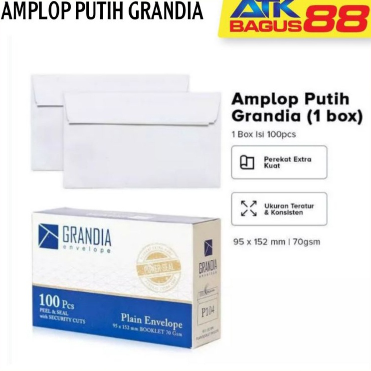 

Murah 1 Lembar Amplop Putih Grandia 14 PolosAmplop Polos 1BoxAmplop