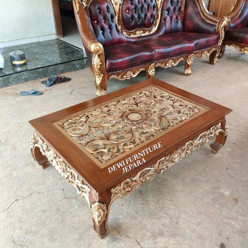 meja tamu jati ukiran