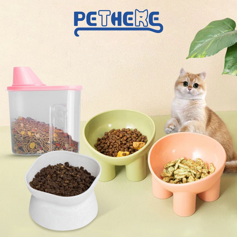 Kualitas Oke PT Pet Food Storage Feeder Bowl Tempat Penyimpanan Makanan KucingTempat Makan Kucing Ti