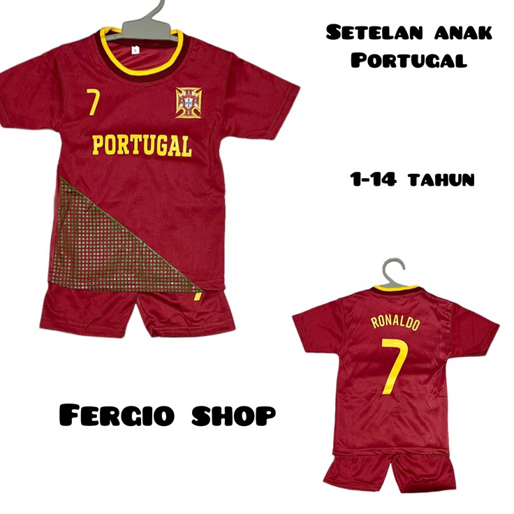 baju bola anak Portugal setelan bola anak Portugal kaos futsal anak jersey bola anak Serba Murah