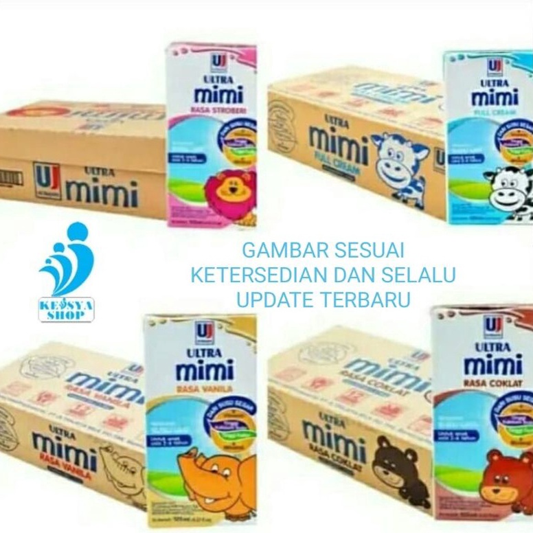 

Ready Gan Ultra Mimi UHT 125mL 4 pcs 1 karton Cokelat Full Cream Strawberry Vanila Potongan