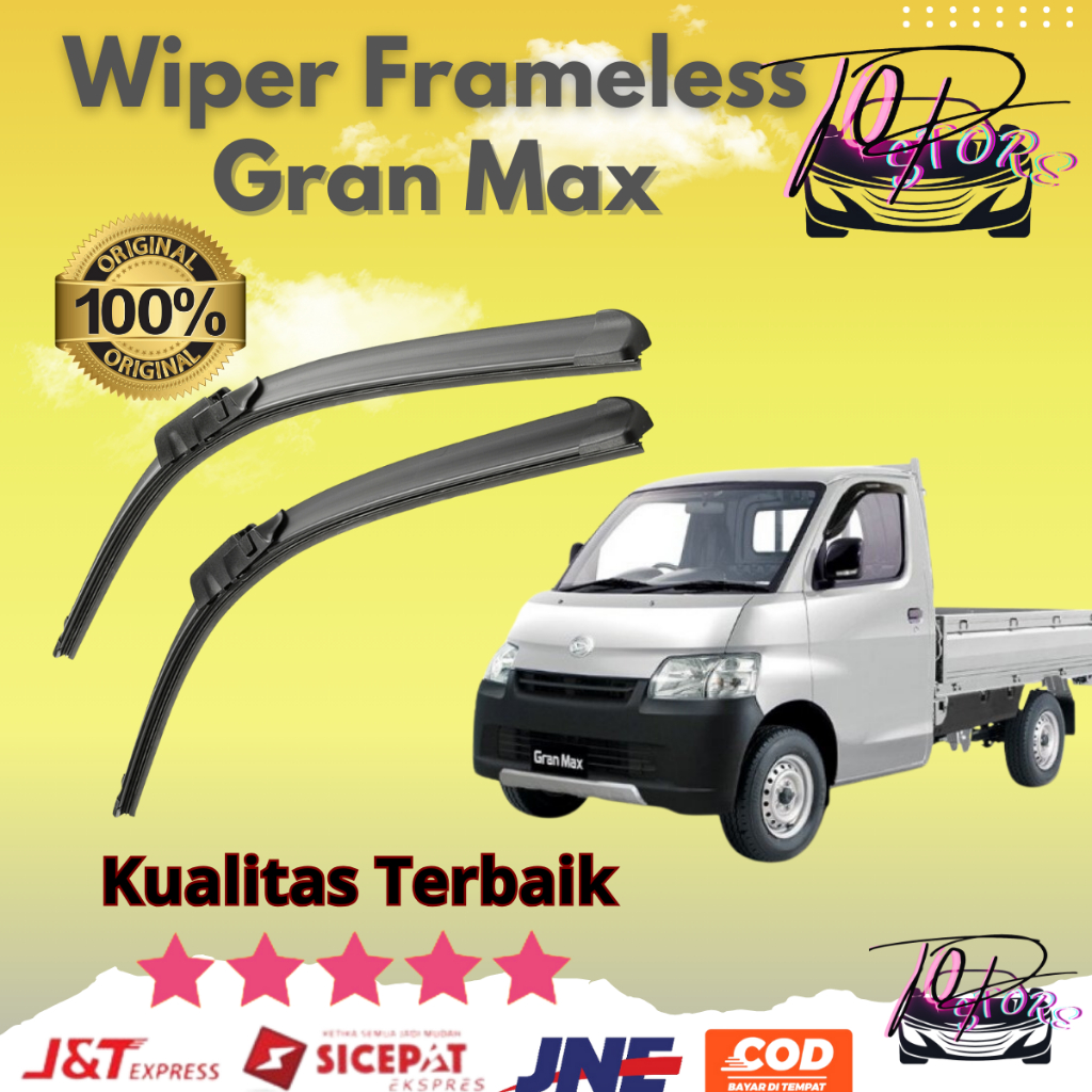 (BISA COD) Wiper Mobil Pick Up Gran Max Sapuan Kaca Mobil Model Frameless Banana Karet 1 Set Ori Var