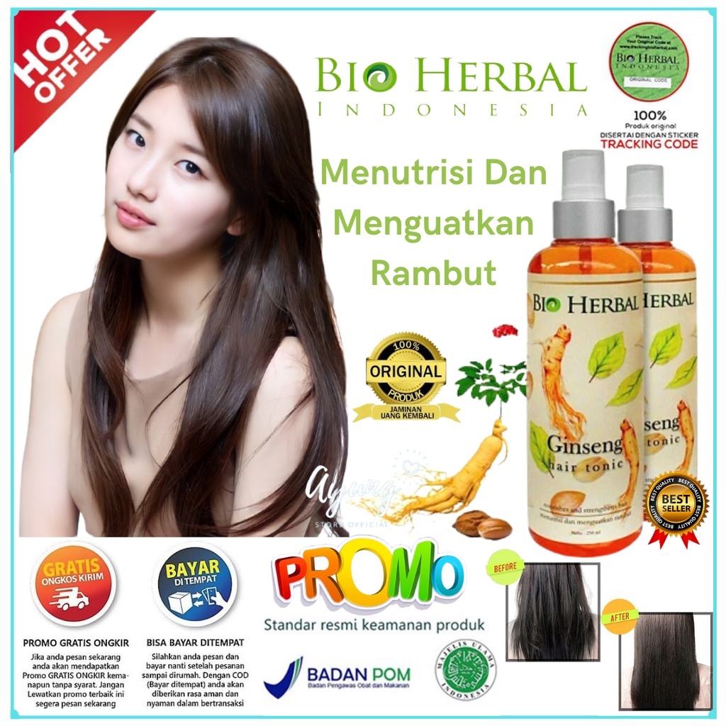 [COD] BIO HERBAL HAIR TONIC DAN SHAMPO GINSENG ORIGINAL BPOM 250 ML PERAWATAN PENUMBUH RAMBUT BIO HE