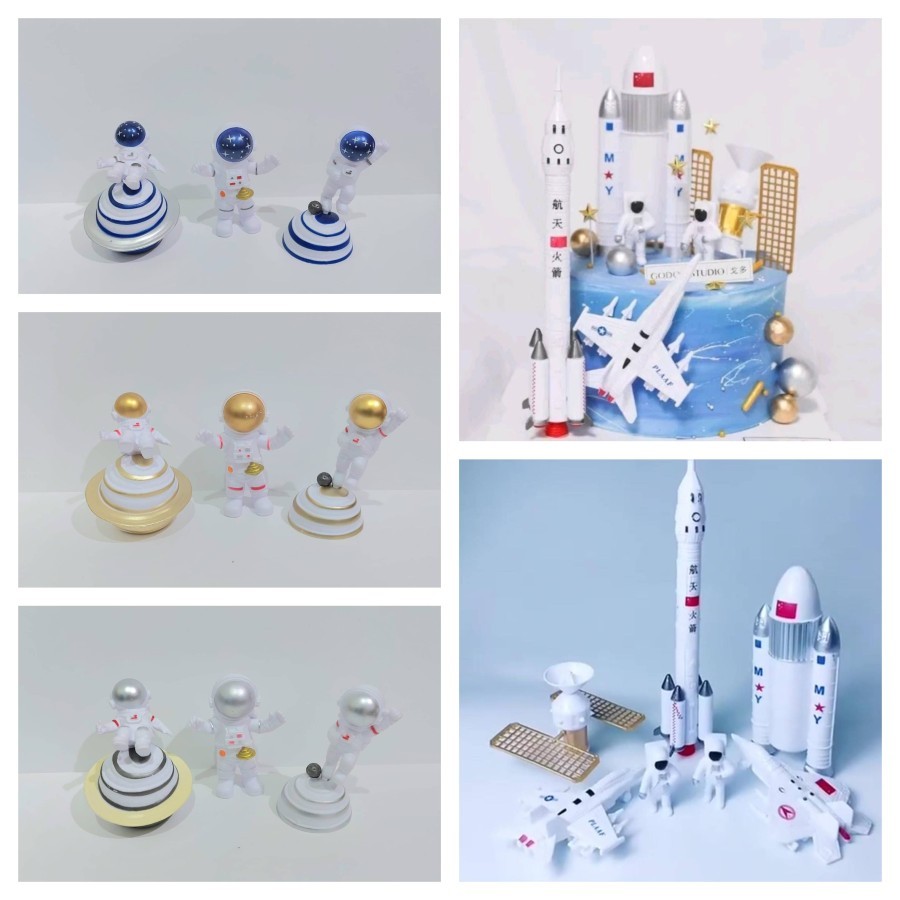 Cake Topper ASTRONOT Hiasan Kue Motif Topper ROCKET Angkasa Planet