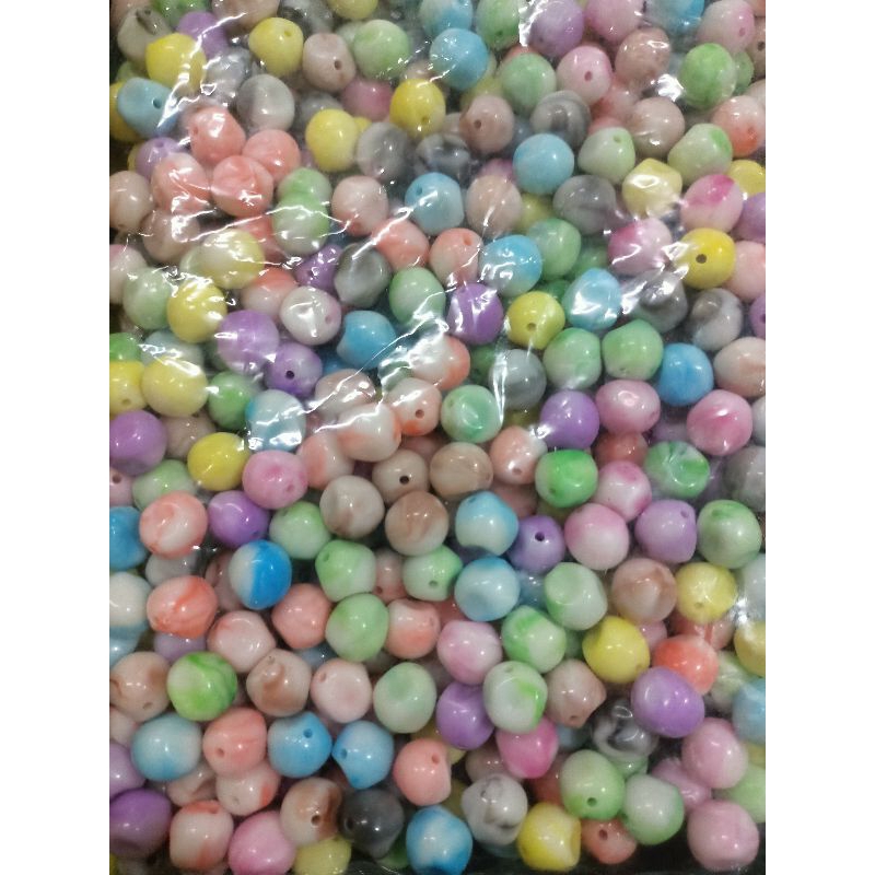 Manik 12mm batu marmer mix warna isi 1 pon