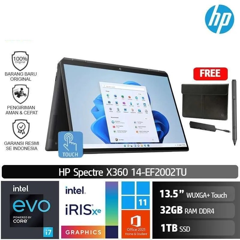 HP Spectre X360 13 EF2002TU Core i7-1355U 32GB SSD 1TB Win11 OHS IPS