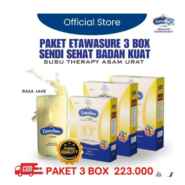 

Etawasure - Paket 3 Box - 750gram- Terapi Efektif untuk Mengurangi Nyeri Sendi dan Asam Urat | Bukan Etawalin | Etawasure 250gram