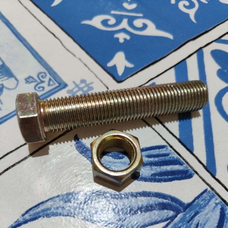 baut bmk drat halus m14x70 kunci 19 drat pitch 1.5 / baut kuning drat halus m14x70 / baut drat halus