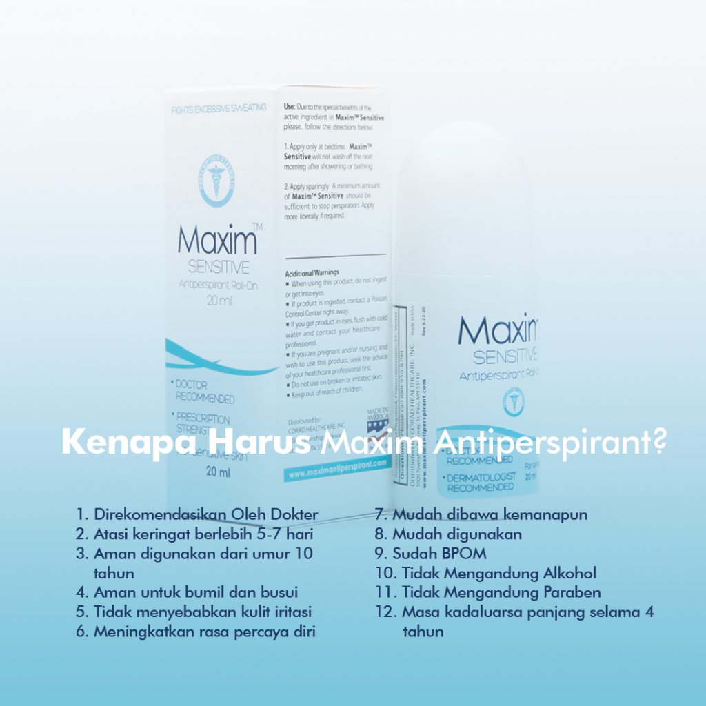 Maxim Antiperspirant 10.8% for Sensitive Skin isi 20ml - Solusi Keringat Berlebih di Ketiak (Bundling 3pcs)