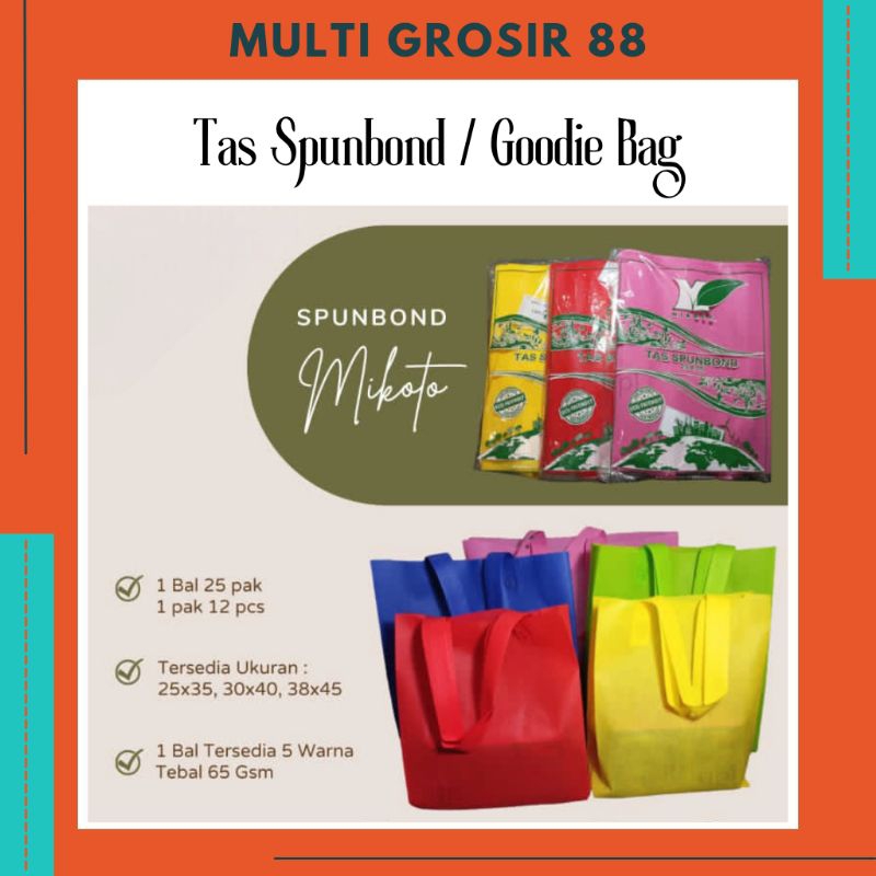 

MG88 12 Pcs (30 x 40) Tas Kain / Kantong Spunbond / Goodie Bag / Tas Belanja / Kantong Box Kue Brownies Tebal 65 Gsm Uk. 30x40