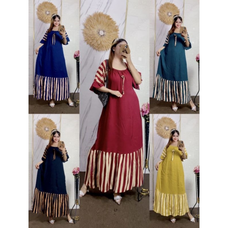 Dress Salur Jumbo Rayon Rempel Bawah