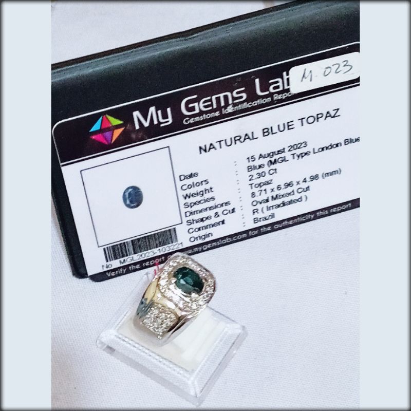 Cincin Batu Blue Topaz (London Blue) + Memo