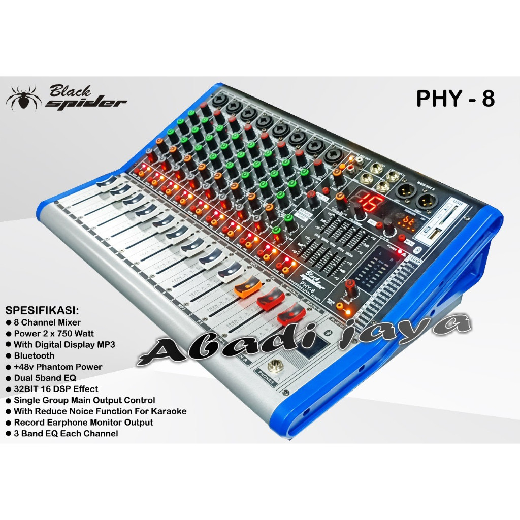 power mixer black spider phy8 1500 watt 750 x2 blackspider phy 8
