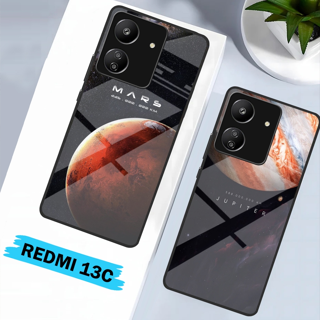 Softcase Glass Redmi 13C [42] Softcase Kaca Planet Redmi 13C - Silikon Glosy Redmi 13C - Case Protec