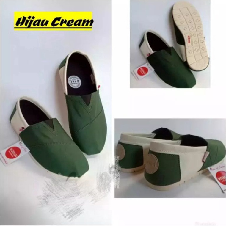 Sepatu pria wanita hijau cream