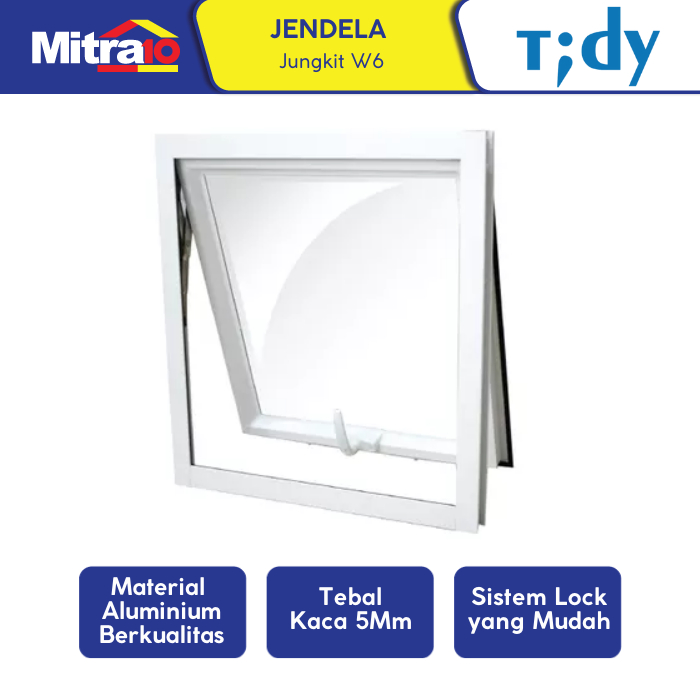 Jendela Jungkit Aluminium 60x60cm Putih W6 - Tidy
