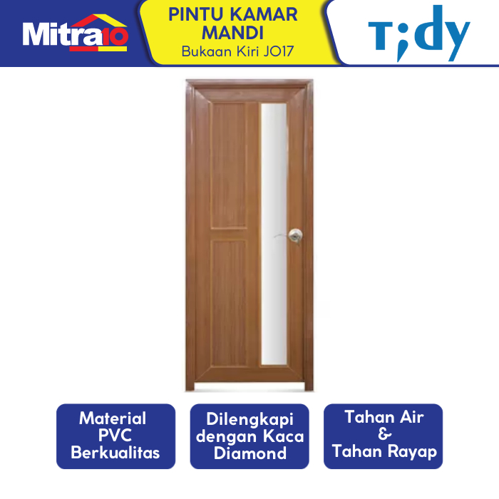 Tidy Pintu Kamar Mandi Pvc + Handle Bukaan Kiri J017 71X195 Cm Coklat