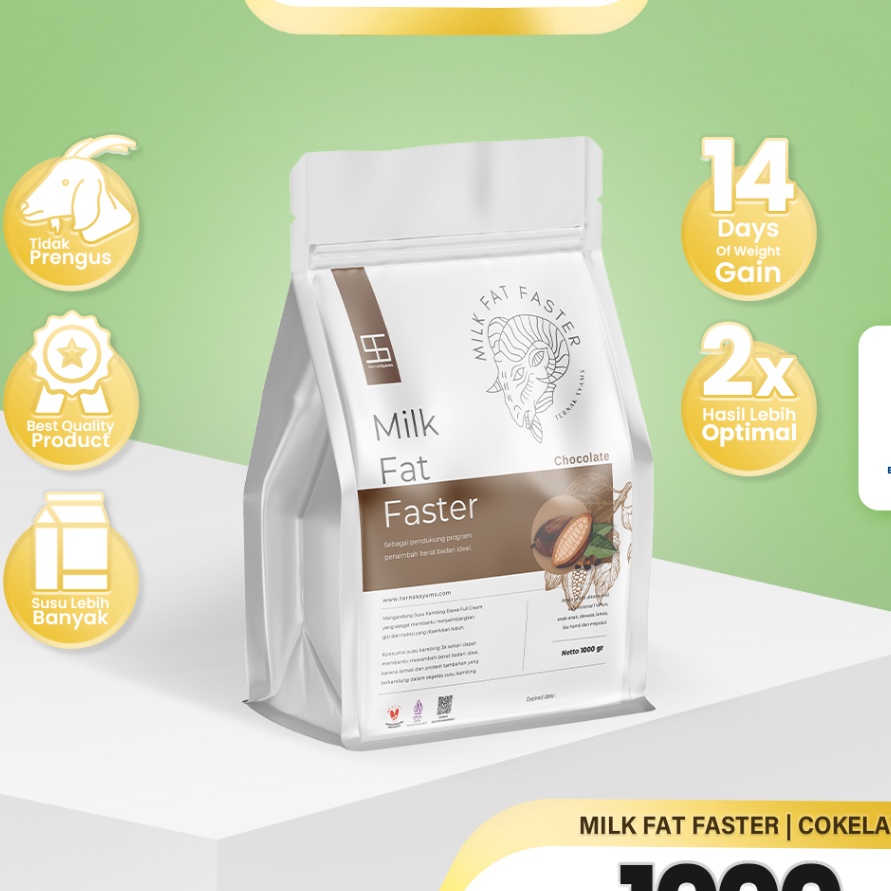 

Kode UDN176 Ternak Syams Premium Susu Penggemuk Penambah Kenaikan Berat Badan Ideal Kambing Etawa Full Cream 1 gram 1 Kg Rasa Coklat Cocoa Chocolate Cokelat Milk Fat Faster Organik Suplemen Vitamin Makanan minuman Obat Kapsul BPOM HALAL LPPOM weigh