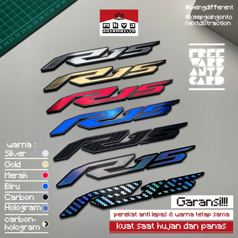 R15 EMBLEM TIMBUL BUKAN STIKER AKSESORIS MOTOR R15