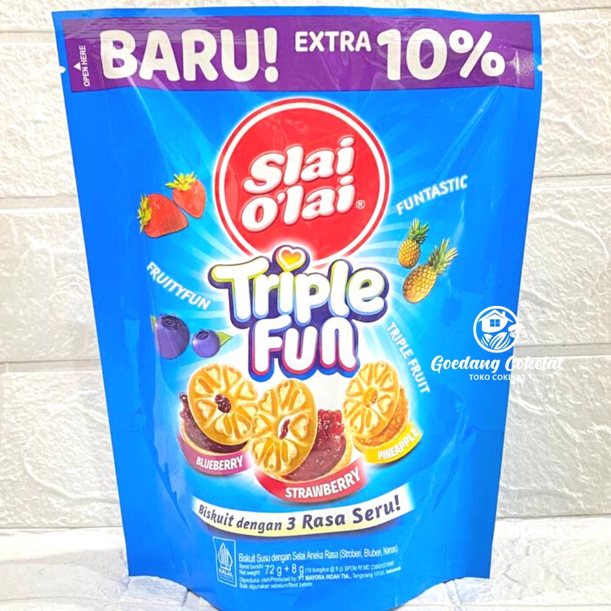 

Kode SLE112 Slai Olai Triple Fun Strawberry Blueberry Pineapple Nanas Kemasan Pouch Isi 1pcs x 8gr 8gr