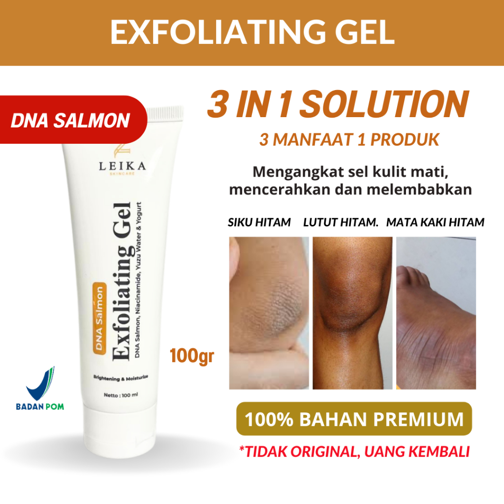 AMPUH Pemutih Lutut Pemutih Siku Hitam BPOM Exfoliating Gel Leika Skincare Memutihkan Lutut Hitam